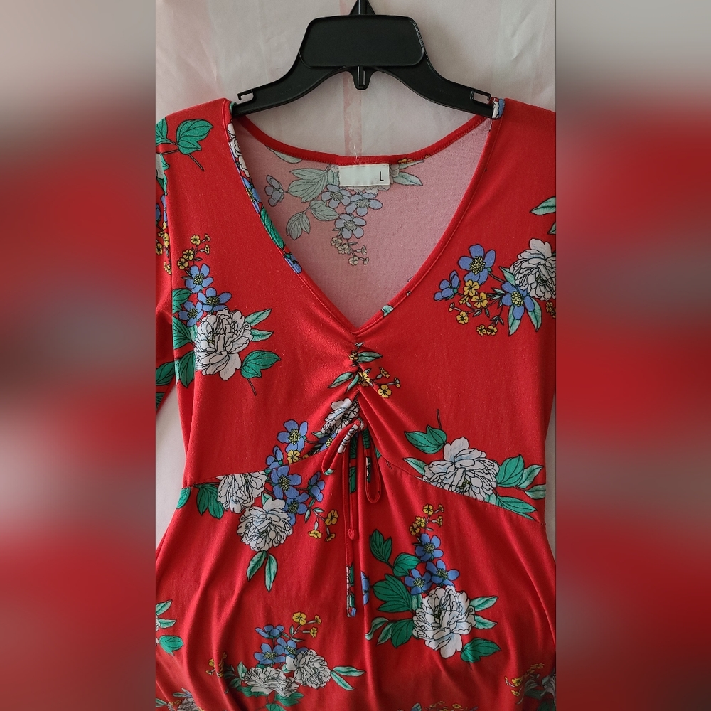 Red floral dress in size L unbranded - Picture 6 of 10